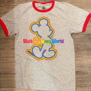 Disney Gray and Red Mickey Mouse Rainbow T-Shirt